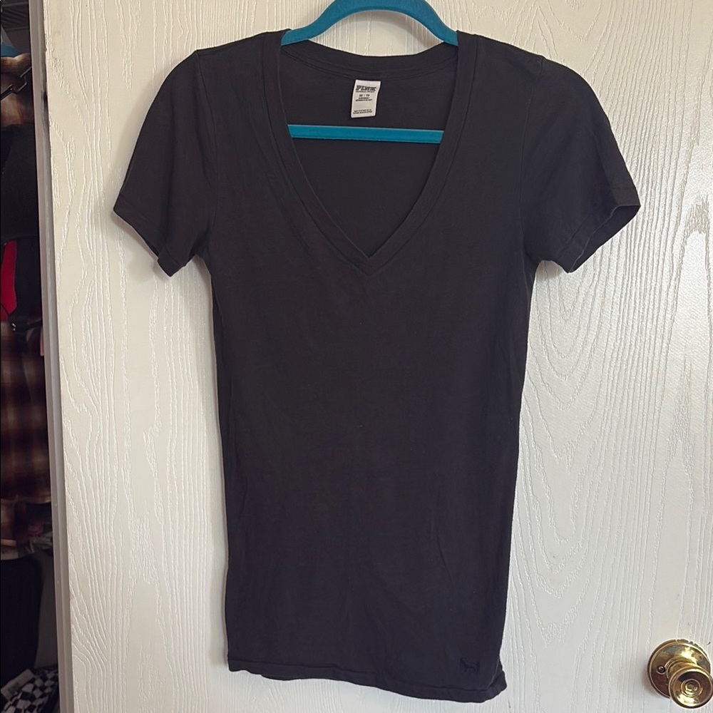 PINK Victoria's Secret Black V-Neck Tee
